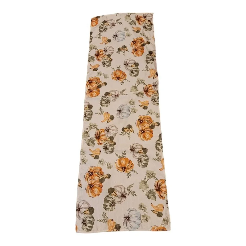 Thanksgiving Fall Pumpkin Autumn Harvest Tablecloth Runner Fabric 60